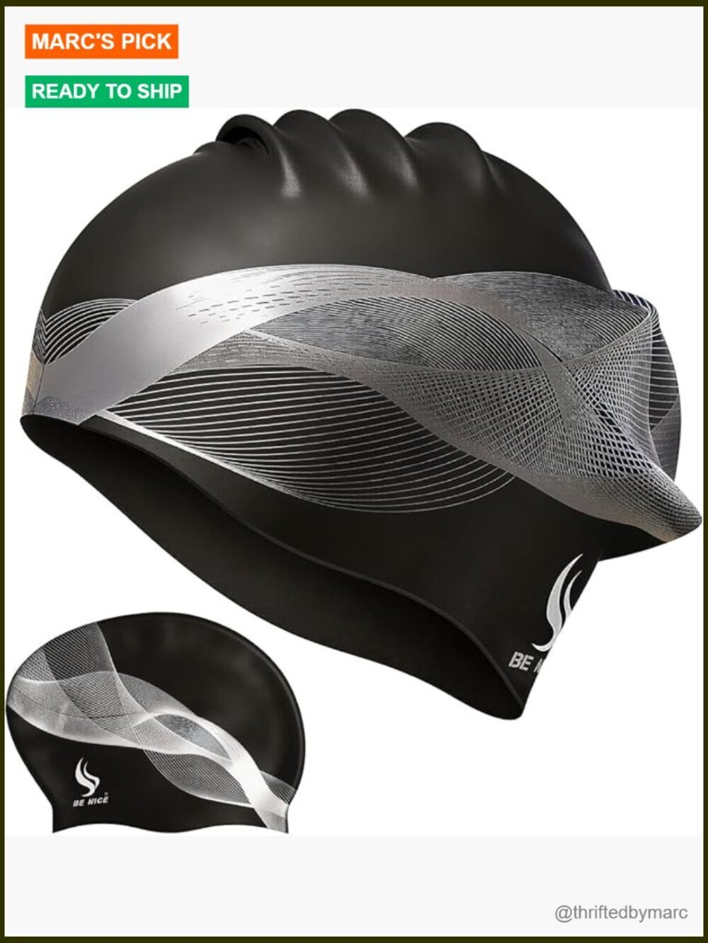 Extra Large Silicone Swim Cap with Ear Protection for Long Hair
